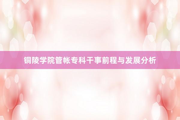 铜陵学院管帐专科干事前程与发展分析